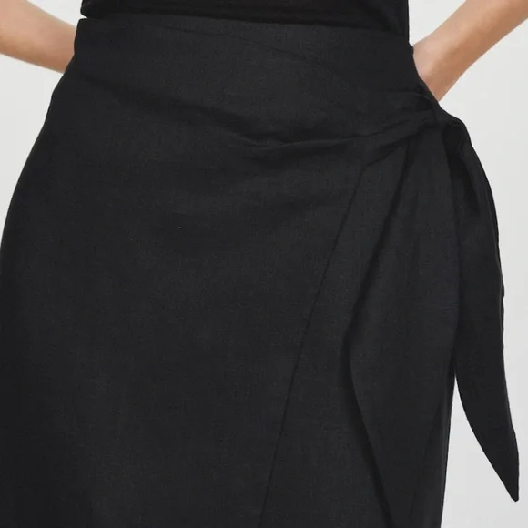MANGO Linen-Blend Wrap Skirt - Picture 3 of 10